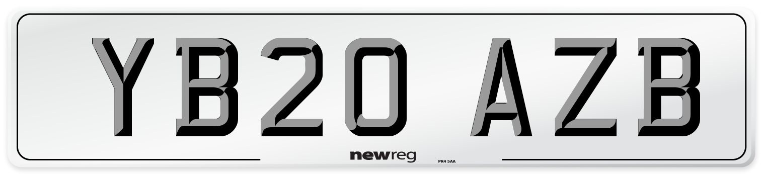 YB20 AZB Number Plate from New Reg